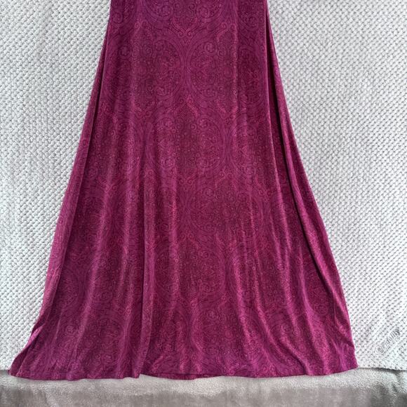Soft Surroundings Dress Women M Burgundy Jersey Stretch A-Line 3/4 Sleeve V-Neck - Picture 7 of 12